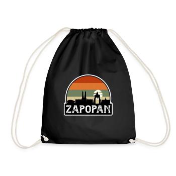 Zapopan Mexico Flag Skyline Travel Souvenir - Drawstring Bag - black - Front