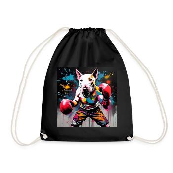 English Bull Terrier as a Boxer in a Boxing Stance - Drawstring Bag - black - Front