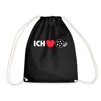 Heart Cinema Night I Love Movies Statement Movies - Drawstring Bag - black - Front