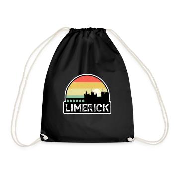 Limerick Ireland Flag Skyline Travel Souvenir - Drawstring Bag - black - Front