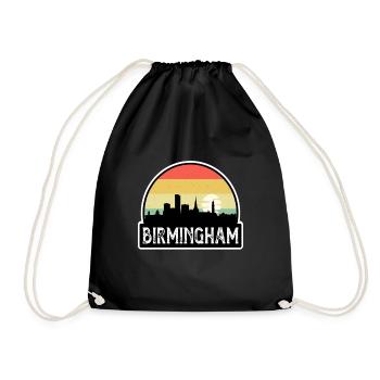 Birmingham England Flag Skyline Travel Souvenir - Drawstring Bag - black - Front