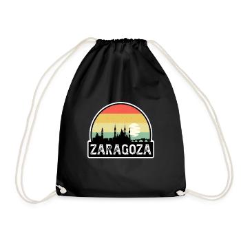 Zaragoza Spanien Flagge Skyline Reise-Souvenir - Turnbeutel - Schwarz - Vorne