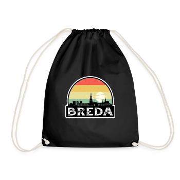 Breda Netherlands Flag Skyline Travel Souvenir - Drawstring Bag - black - Front