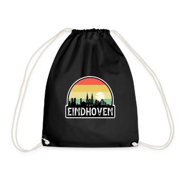 Eindhoven Netherlands Flag Skyline Travel Souvenir - Drawstring Bag - black - Front