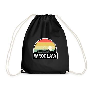 Breslau Polen Flagge Skyline Reisesouvenir - Turnbeutel - Schwarz - Vorne