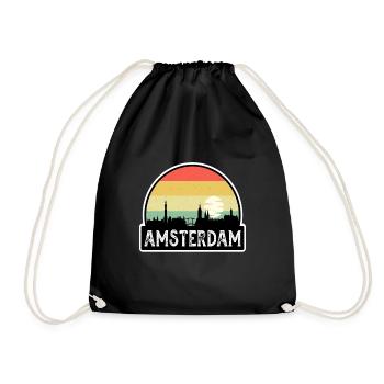 Amsterdam Niederlande Flagge Skyline Reisesouvenir - Turnbeutel - Schwarz - Vorne