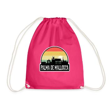 Palma De Mallorca Spain Flag Skyline Travel Souven - Drawstring Bag - fuchsia - Front