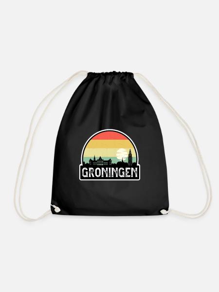 Groningen Niederlande Flagge Skyline Reisesouvenir - Turnbeutel - Schwarz