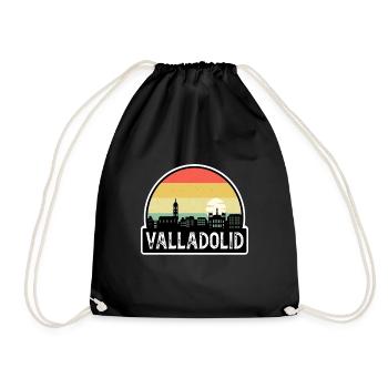 Valladolid Spain Flag Skyline Travel Souvenir - Drawstring Bag - black - Front