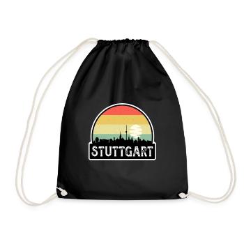 Stuttgart Deutschland Flagge Skyline Reisesouvenir - Turnbeutel - Schwarz - Vorne