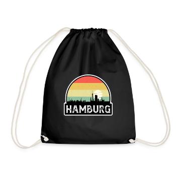 Hamburg Deutschland Flagge Skyline Reisesouvenir - Turnbeutel - Schwarz - Vorne