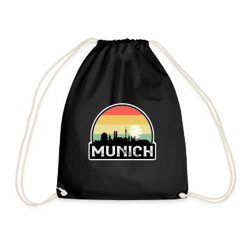 München Deutschland Flagge Skyline Reisesouvenir - Turnbeutel - Schwarz - Vorne