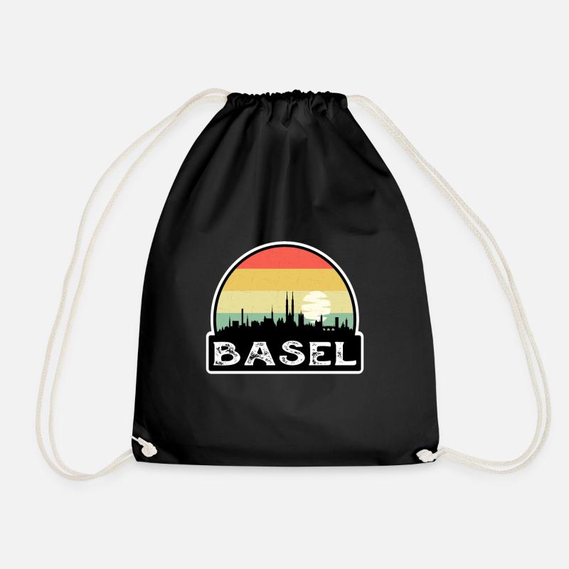 Basel Schweiz Flagge Skyline Reisesouvenir - Turnbeutel - Schwarz