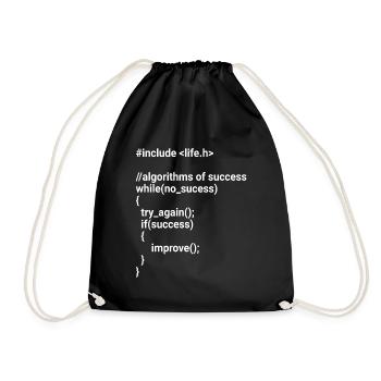 While(no success) - if(success) improve! - Turnbeutel - Schwarz - Vorne
