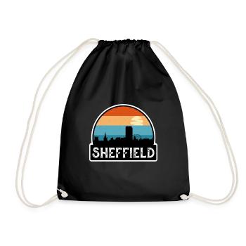 Sheffield England Flag Skyline Travel Souvenir - Drawstring Bag - black - Front