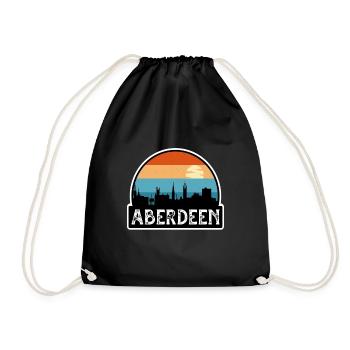 Aberdeen Schottland Flagge Skyline Reisesouvenir - Turnbeutel - Schwarz - Vorne