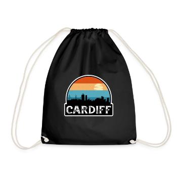 Cardiff Wales Flag Skyline Souvenir de voyage - Sac de sport léger - noir - Devant