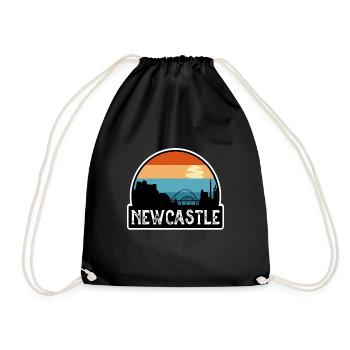 Newcastle England Flagge Skyline Reise Souvenir - Turnbeutel - Schwarz - Vorne