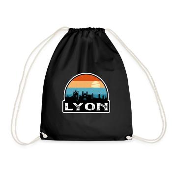 Lyon Frankreich Flagge Skyline Reisesouvenir - Turnbeutel - Schwarz - Vorne