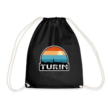 Turin Italien Flagge Skyline Reisesouvenir - Turnbeutel - Schwarz - Vorne