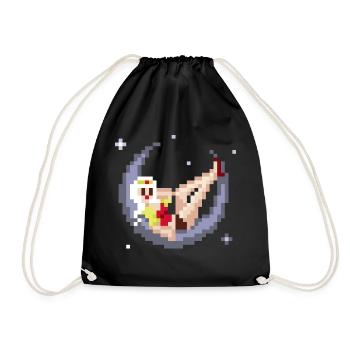 Pixel Pinup: Girl on the Moon - Drawstring Bag - black - Front
