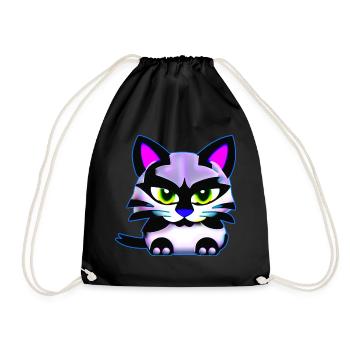 Chat de mauvaise humeur aux couleurs vives - Sac de sport léger - noir - Devant