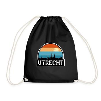 Utrecht Netherlands Flag Skyline Travel Souvenir - Drawstring Bag - black - Front