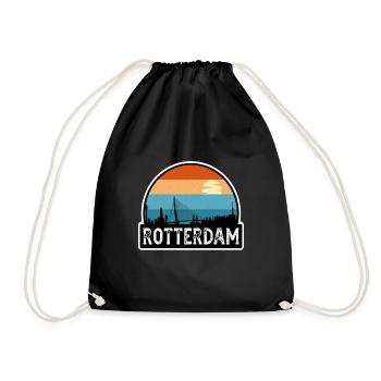 Rotterdam Pays-Bas Flag Skyline Souvenir de voyage - Sac de sport léger - noir - Devant