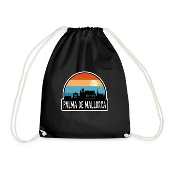 Palma De Mallorca Spain Flag Skyline Travel Souven - Drawstring Bag - black - Front