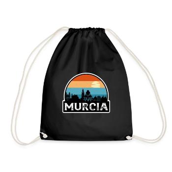 Murcia Spanien Flagge Skyline Reisesouvenir - Turnbeutel - Schwarz - Vorne