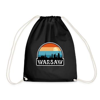 Warschau Polen Flagge Skyline Reisesouvenir - Turnbeutel - Schwarz - Vorne