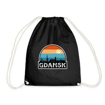 Danzig Polen Flagge Skyline Reisesouvenir - Turnbeutel - Schwarz - Vorne