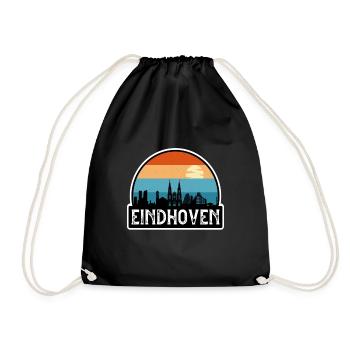 Eindhoven Netherlands Flag Skyline Travel Souvenir - Drawstring Bag - black - Front
