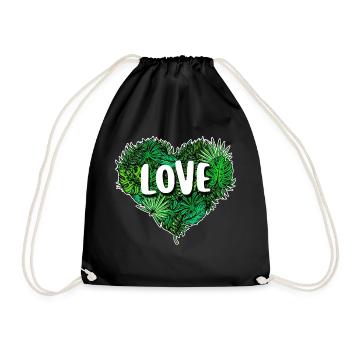 Heart Earth Mother Nature Saying Nature Conservation Environment - Drawstring Bag - black - Front
