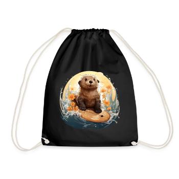 Surfer loutre de mer - Sac de sport léger - noir - Devant