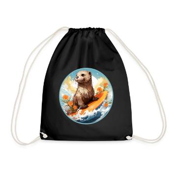 Loutre sur planche de surf - Sac de sport léger - noir - Devant
