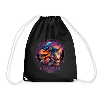 Halloween Vibes Dinosaur Velociraptor Dino - Drawstring Bag - black - Front