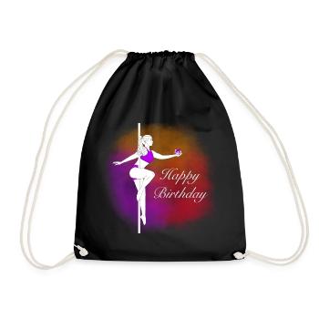 Pole Dance Birthday Gradient Illustration - Drawstring Bag - black - Front