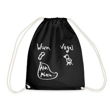 Vogel Wurm miau sketch witz skizze sprechblase - Turnbeutel - Schwarz - Vorne