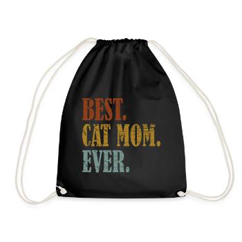 Best Cat Mom Ever Cat Motif - Drawstring Bag - black - Front