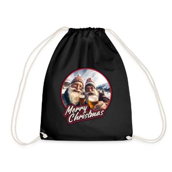 Bier Gnome Zwerge Wichtel Weihnachtsmann - Turnbeutel - Schwarz - Vorne