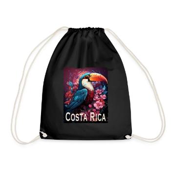 Costa Rica retro style - Drawstring Bag - black - Front