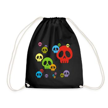 Crâne manga multicolore - Sac de sport léger - noir - Devant