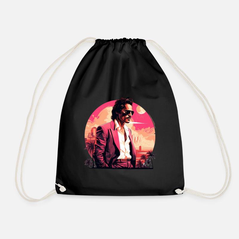 Retro Miami Boho Style Design - Turnbeutel - Schwarz