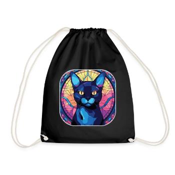 Peinture à l’aquarelle colorée de race de chat Bombai - Sac de sport léger - noir - Devant