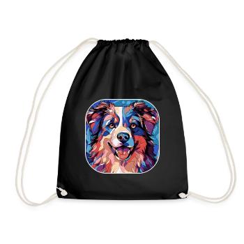 Aquarelle colorée de race de chien de berger australien - Sac de sport léger - noir - Devant