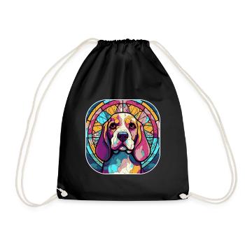 Bunte Beagle Hunderasse Aquarell Glas Paintin - Turnbeutel - Schwarz - Vorne