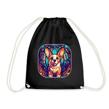 Coloré Corgi Dog Breed Aquarelle Peinture sur verre - Sac de sport léger - noir - Devant
