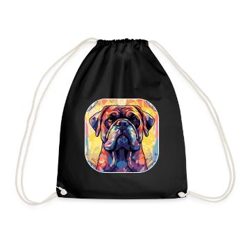 Colorful Bull Mastiff Dog Breed Watercolor Glass P - Drawstring Bag - black - Front
