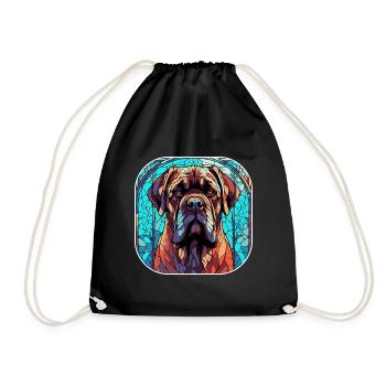 Colorful English Mastiff Dog Breed Watercolor Glas - Drawstring Bag - black - Front